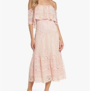 Lace blush pink dress off shoulder